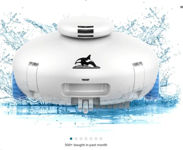 Cordless Robotic Pool Vacuum - Pool Cleaner for above Ground/In-ground Pools - 7500mAh Battery Lasts 140 Mins, Self-Parking, Powerful Suction Pool Cleaner Vacuum for Flat-bottom Swimming Pools | EZ Auction