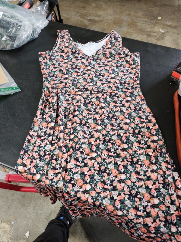SIZE L* HUHOT Womens Sleeveless V Neck Dress with Pocket Summer Beach Midi Flared Tank Dress | EZ Auction