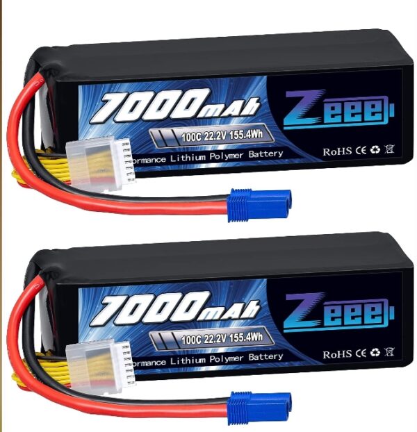 Zeee 6S Lipo Battery 7000mAh 22.2V 100C Soft Case RC Battery with Metal Plates EC5 Connector for RC Car Truck Tank Desert Racer Racing Hobby(2 Pack) | EZ Auction