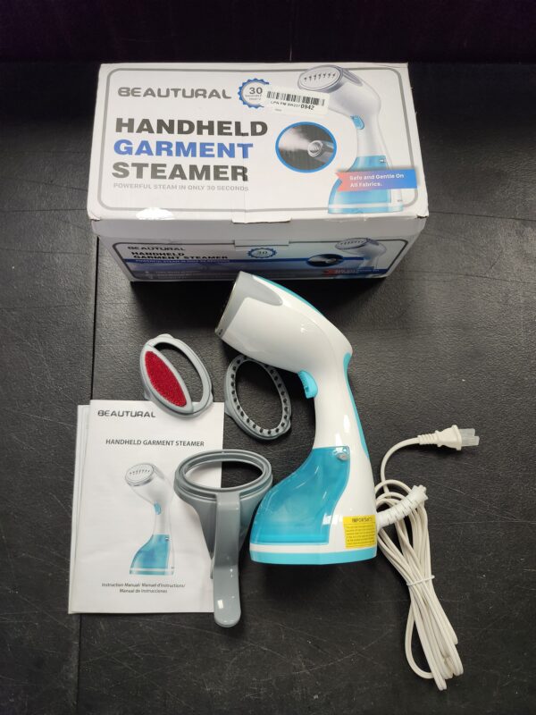 *** USED***BEAUTURAL Steamer for Clothes, Portable Handheld Garment Fabric Wrinkles Remover, 30-Second Fast Heat-up, Auto-Off, Large Detachable Water Tank | EZ Auction