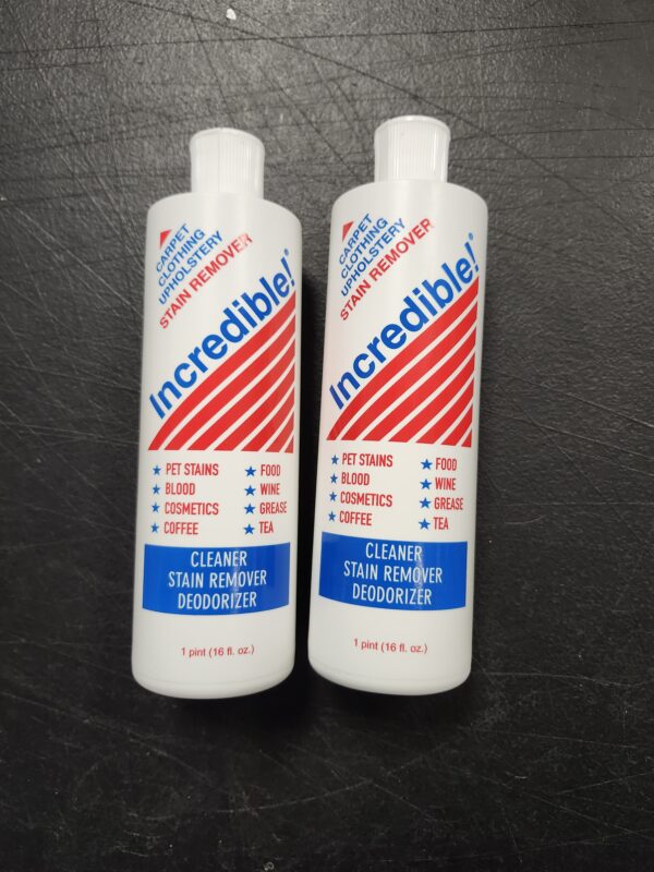 *** USED OPENED ONE BOTTLE I/4 OF THE WAY FULL***Stain Remover - Stain Remover for Clothes, Laundry, Carpets, Mattress & Upholstery, Removes Most Household Stains - Pet Stains, Urine, Odors, Red Wine, Grease, Ink & Coffee! 16.oz (2 Pack) | EZ Auction