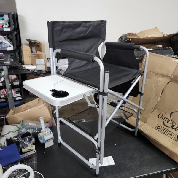 Home Director's Chair,19.29''Tall Directors Chair Black Folding with Side Table Storage Bag,Portable Makeup Artist Bar Height, Aluminum Frame 264.55 lbs Capacity (Black) | EZ Auction