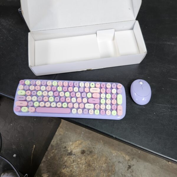UBOTIE Colorful Computer Wireless Keyboard Mouse Combos, Typewriter Flexible Keys Office Full-Sized Keyboard, 2.4GHz Dropout-Free Connection and Optical Mouse (Purple-Colorful) | EZ Auction