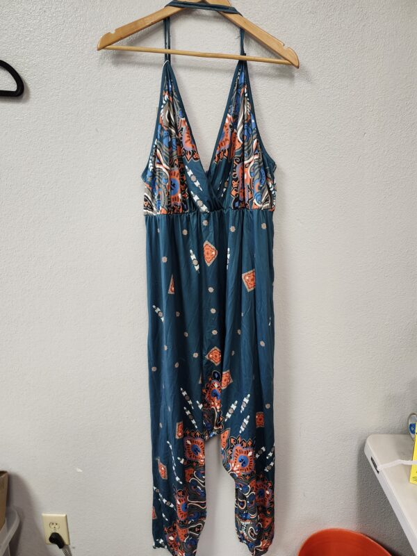 *** 2XL PICTURE FOR REFERENCE***LFEOOST Jumpsuits for Women Loose Casual Overalls Boho Floral Sleeveless Wide Leg Pant Rompers with Pockets Summer Outfits | EZ Auction