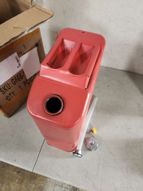 20L 5 Gallon Gas Can US Standard Cold-Rolled Plate Petrol Diesel Can Gasoline Bucket with Oil Pipe (Red) | EZ Auction