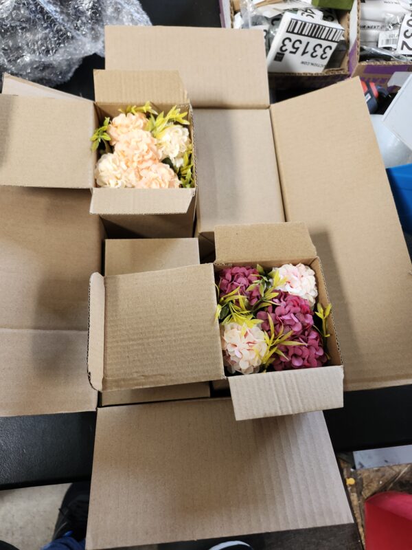 XONOR Artificial Flower Plants – Mini Fake Hydrangea Flowers in Pot for Home Decor Party Wedding Office Patio Table Desk Decoration, Set of 4, 3.3''(D) x 5.5''(H) | EZ Auction