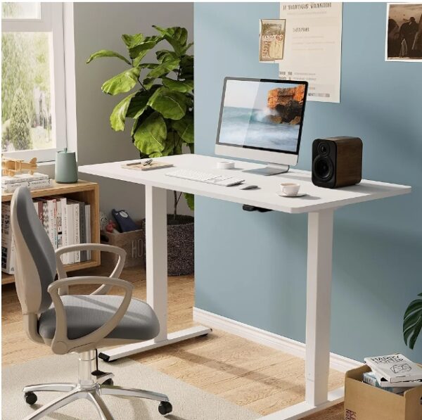 Standing Desk Whole Piece 48 x 24 Inch Desktop Adjustable mechanic (It's not electric) Height mechanicDesk Home Office Computer Workstation Sit Stand up Desk (White Frame + White Top) | EZ Auction
