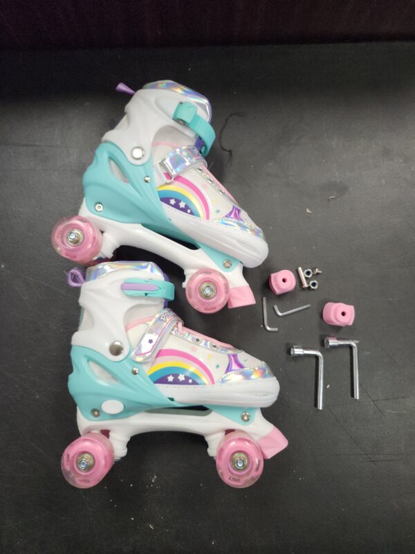 *** SIZE LARGE***ERNAN Roller Skates,4 Size Adjustable Toddler Roller Skates with Light up Wheels for for Kids Girls & Boys | EZ Auction