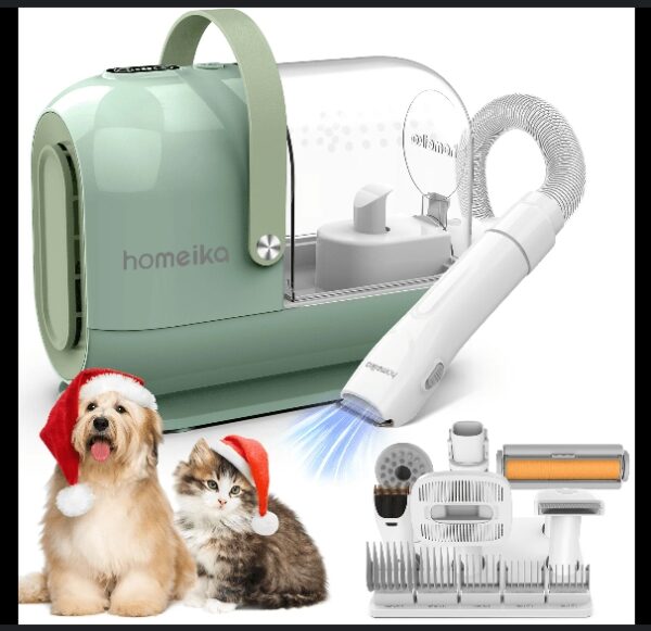 Homeika Pet Grooming Kit, 3.0L Dog Hair Vacuum Suction 99% Pet Hair, 7 Pet Grooming Tools, Storage Bag, 5 Nozzles, Quiet Pet Vacuum Groomer with Massage Nozzle for Shedding Dogs Cats | EZ Auction