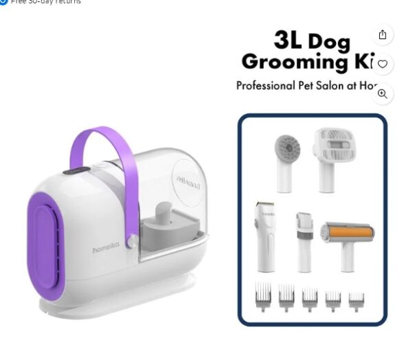 Homeika dog grooming kit, 3L vacuum with 99% suction power, silent Pet vacuum groomer, dog and cat brush | EZ Auction