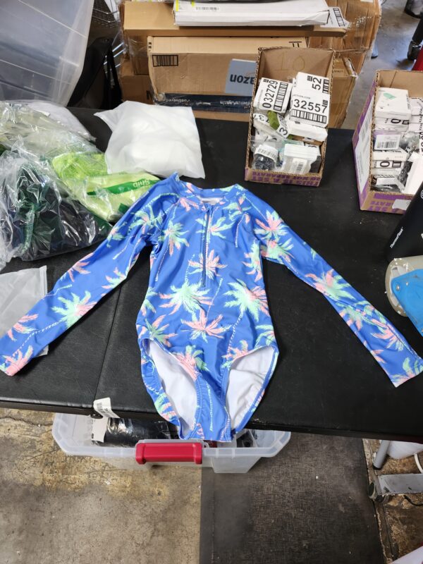 SIZE 7-8Y* Girls Rash Guard Long Sleeve One Piece Swimsuits Stripes Zipper Bathing Suits UPF 50+/Sun Protection | EZ Auction