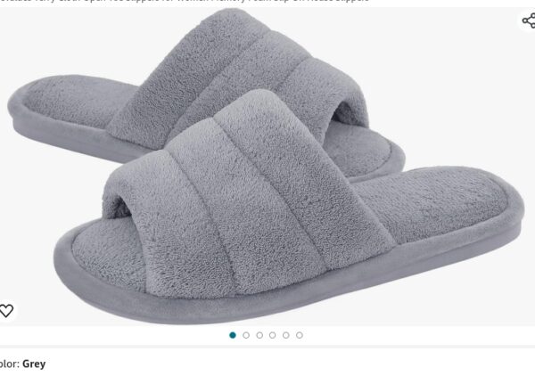 SIZE 8.5*shevalues Terry Cloth Open Toe Slippers for Women Memory Foam Slip On House Slippers | EZ Auction