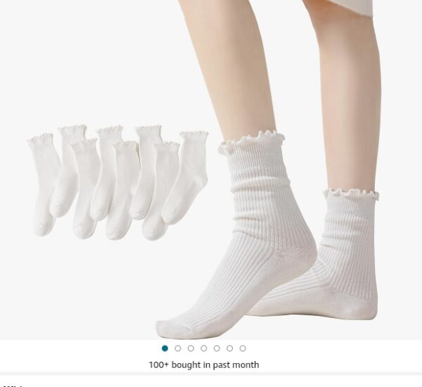 6 Pack Ruffle Socks Frilly Socks Womens Cute socks for Women Socks Slouchy Cotton Socks Womens | EZ Auction