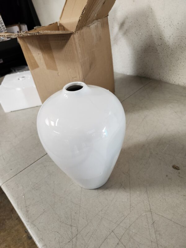 Porcelain Vase - White Ceramic Vase, 10inch Modern Design for Decor, Farmhouse Style, Large Vase for Pampas Grass, Durable, Leak Proof, Versatile | EZ Auction