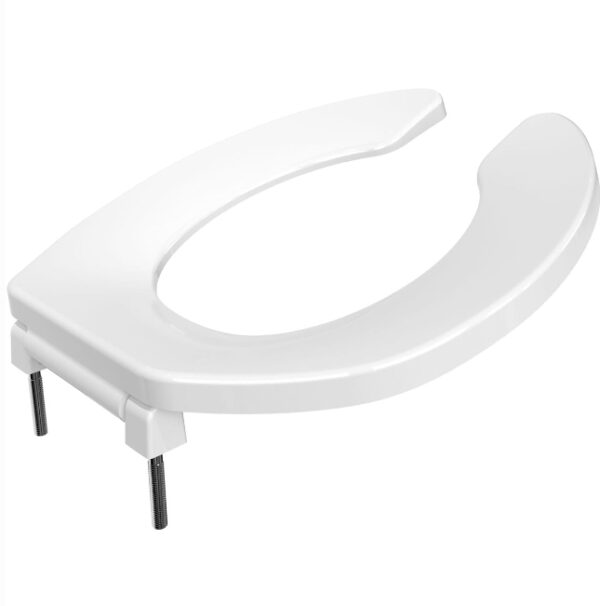 Commercial Heavy Duty Open Front Toilet Seat will Never Loosen & Reduce Call-backs, ROUND, Plastic, White,1-Pack | EZ Auction