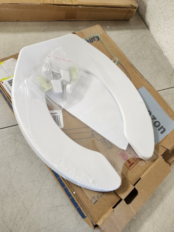 Commercial Heavy Duty Open Front Toilet Seat will Never Loosen & Reduce Call-backs, ROUND, Plastic, White,1-Pack | EZ Auction