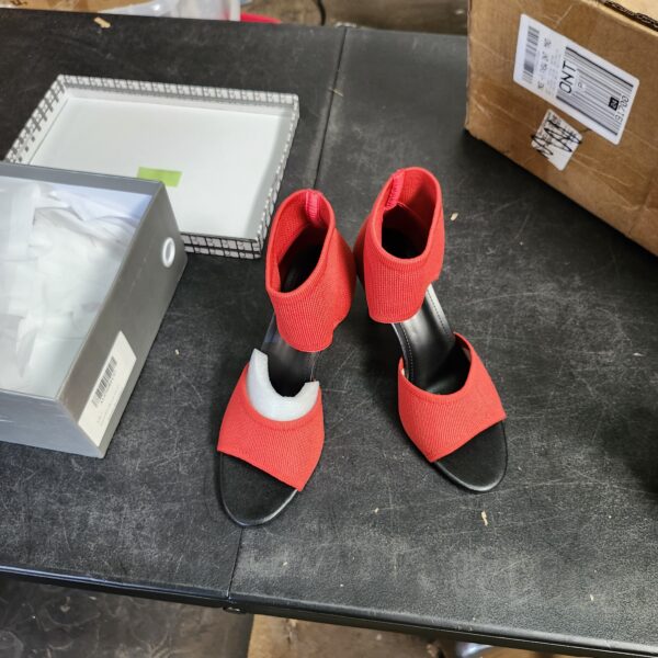 *** SIZE 7 *** Mousse Fit Peep Toe Stiletto Heeled Sandals, Women's Lightweight Black Heels Breathable Knit Elastic Design Upper for Dressy Wedding, Work | EZ Auction