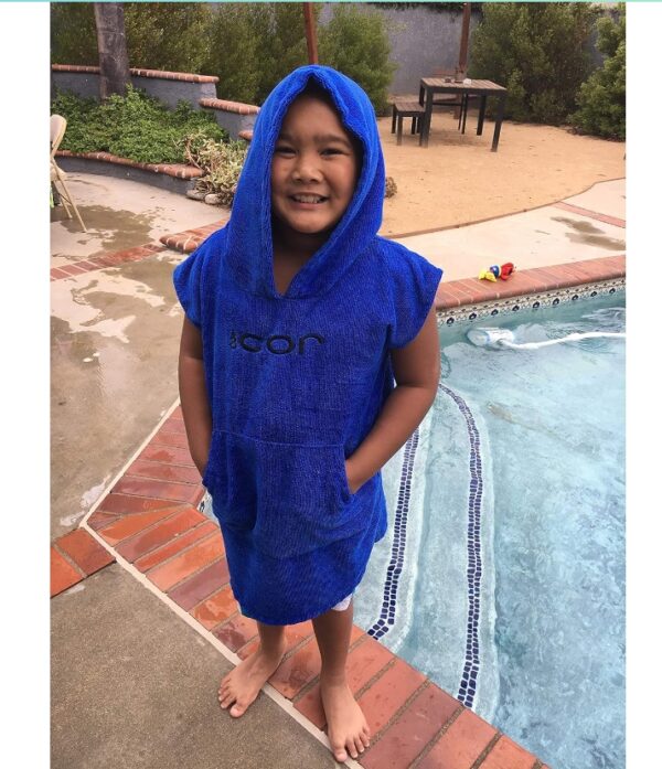 COR Surf Poncho Changing Towel Robe with Hood and Front Pocket for Kids, Doubles Up As Beach Towel and Blanket, Made of Quick Dry Microfiber, Fits Ages 3-8 Years Old (Dark Blue, one Size fits Most) | EZ Auction