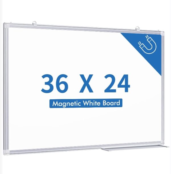 White Board Dry Erase 36 x 24 inches, Magnetic Dry Erase Board Whiteboard for Wall, Aluminum Frame Hanging Whiteboard Marker Board Writing Board (36 x 24 inch Silver) | EZ Auction