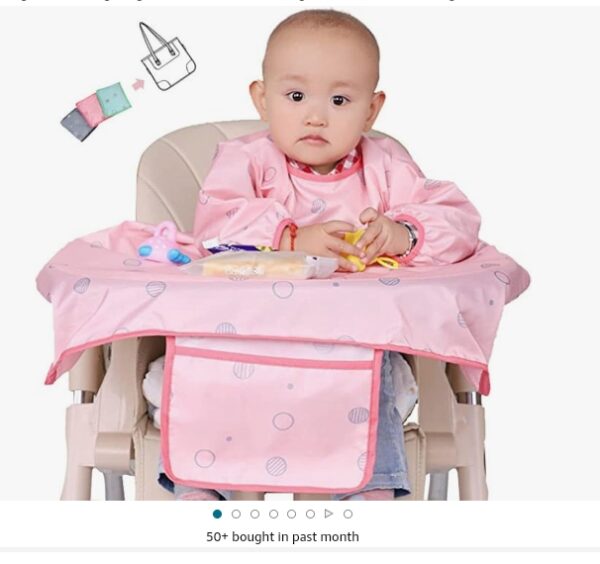 Coverall Baby Feeding Bib for Eating,Long Sleeves Bib Attaches to Highchair and Table,Weaning Bibs | EZ Auction