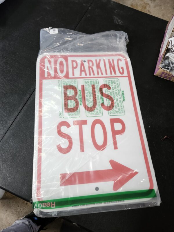 Brady 129697 Traffic Control Sign, Legend "No Parking Bus Stop", 18" Height, 12" Width, Red on White | EZ Auction