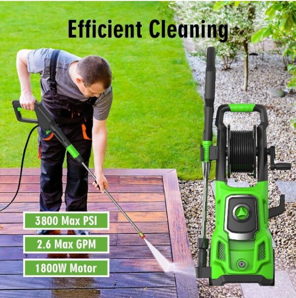 Electric Pressure Washer, SWIPESMITH 3800 Max PSI, 2.6 GPM Power Washer Machine with Hose Reel,4 Quick Connect Nozzles, Foam Cannon, for Cars, Patios, and Floor Cleaning | EZ Auction