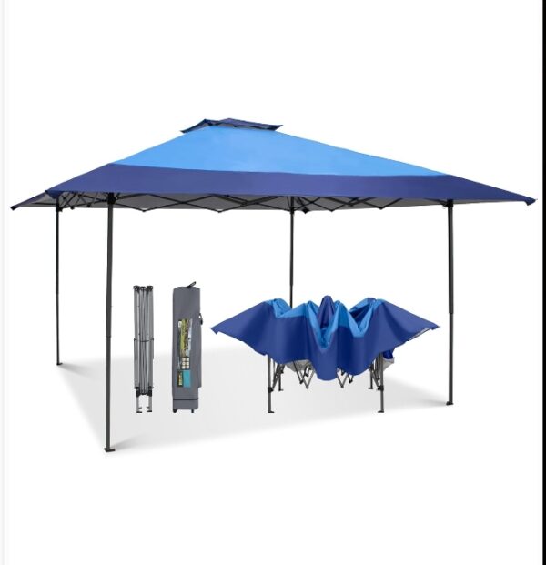 MFSTUDIO 13x13 Outdoor Pop Up Canopy Tent,Easy Set-up Straight Leg Folding Instant Shelter for Beach,Party and Camping, 169 Sq. Ft of Shade,Blue | EZ Auction