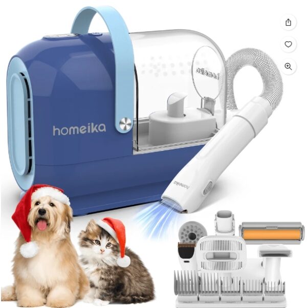 Homeika Pet Grooming Kit, 3.0L Dog Hair Vacuum Suction 99% Pet Hair, 7 Pet Grooming Tools, Storage Bag, 5 Nozzles, Quiet Pet Vacuum Groomer with Massage Nozzle for Dogs Cats, Blue | EZ Auction