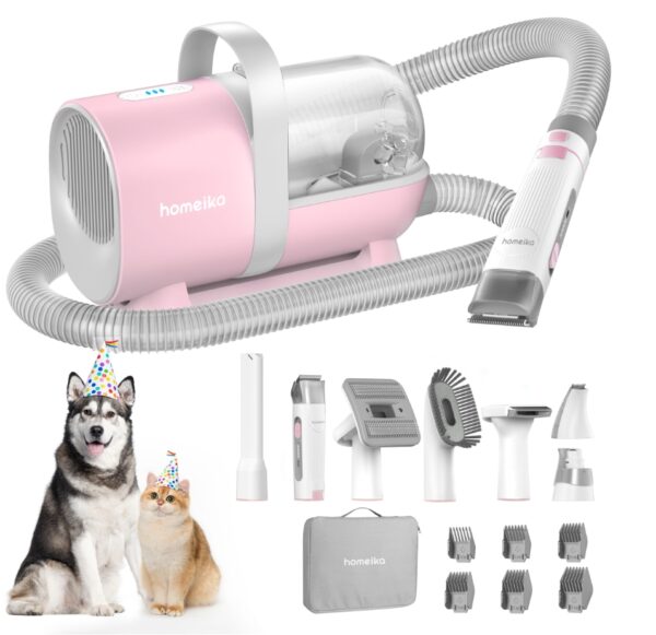 Homeika Pet Grooming Kit Dog Hair Vacuum 99% Pet Hair Suction, Pet Vacuum Groomer with Pet Grooming Tools, Nozzles, Storage Bag, Dust Cup, Nail Grinder/Paw Trimmer | EZ Auction