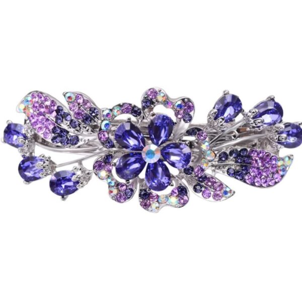 LALAFINA 1pc Rhinestone Hair Barrettes Flower Crystal Rhinestones Barrettes Vintage Spring French Hair Clips for Women Ladies, Purple Rhinestone Hair Clips | EZ Auction