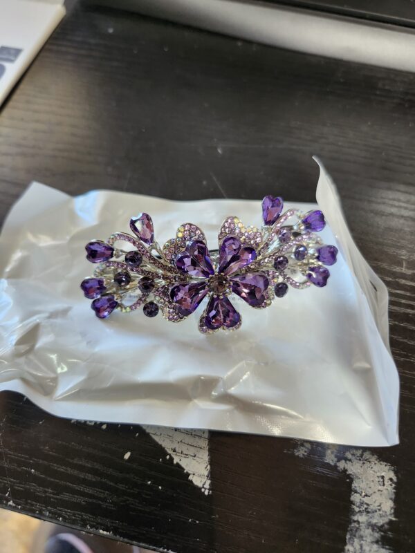 LALAFINA 1pc Rhinestone Hair Barrettes Flower Crystal Rhinestones Barrettes Vintage Spring French Hair Clips for Women Ladies, Purple Rhinestone Hair Clips | EZ Auction