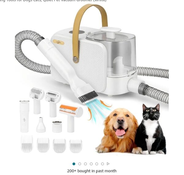 Dog Grooming Kit, ITBABY Pet Grooming Kit & Vacuum Suction 99% Pet Hair Groomer, Professional Grooming Clippers with 8 Proven Grooming Tools for Dogs Cats, Quiet Pet Vacuum Groomer (White) | EZ Auction