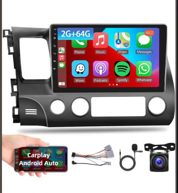 *** Honda Civic 2006-2011 *** Podofo 2G 64G Car Stereo for Honda Civic 2006-2011 CarPlay Android Auto Mirroring Airplay, 10.1" Android 1080P HD IPS Touch Screen Civic Car Radio with GPS FM AHD Backup Camera HiFi Audio | EZ Auction