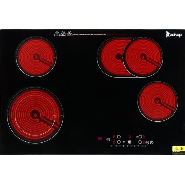 4 Burners Electric Ceramic Cooktop 30 inch, 220-240V Flat Top Stove, Multi-function Elecric Stovetop w/9 Heating Level, Timer & Kid Safety Lock, Sensor Touch Control, Timer Setting, 7200W | EZ Auction