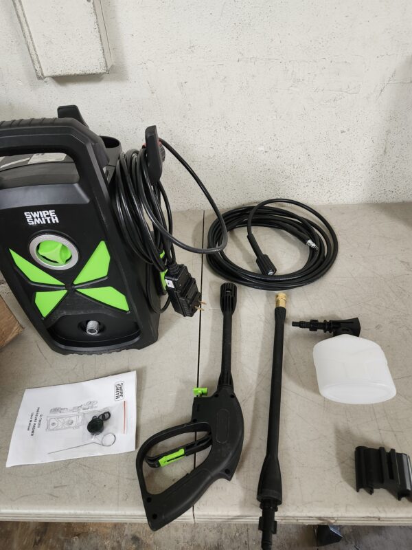 Electric Pressure Washer, SWIPESMITH 3000 Max PSI 2.4 GPM Power Washer with Telescopic Handle, Car Wash Machine with 4 Quick Connect Nozzles, Foam Cannon, for Cars, Patios, and Floor Cleaning | EZ Auction