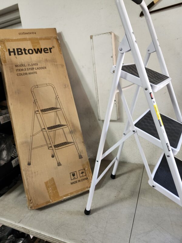 HBTower 3 Step Ladder, 3 Step Stool for Adults,330 lbs Capacity,Step Ladder with Wide Anti-Slip Pedal | EZ Auction