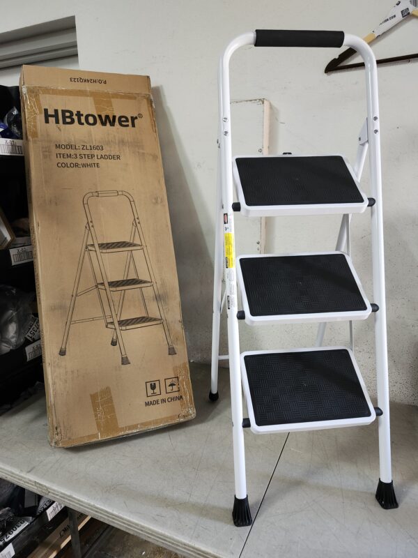 HBTower 3 Step Ladder, 3 Step Stool for Adults,330 lbs Capacity,Step Ladder with Wide Anti-Slip Pedal | EZ Auction