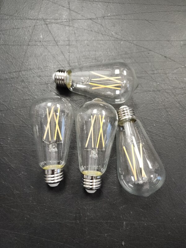 Ascher LED Edison Bulbs 6W, Equivalent 60W, High Brightness Daylight White 4000K, 700 Lumens, ST58 Vintage LED Filament Bulbs with 80+ CRI, E26 Base, Non-Dimmable, Clear Glass, 4 Packs | EZ Auction