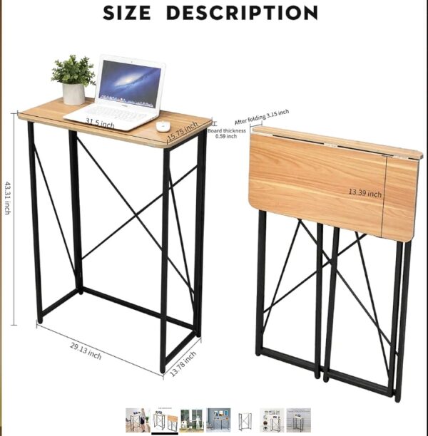 Folding Laptop Computer Desk, Standing Desk, 31in Small Desk for Sitting or Standing, No Need to Assembly, Suitable for Home, Office, Writing (Wood Board Color) | EZ Auction