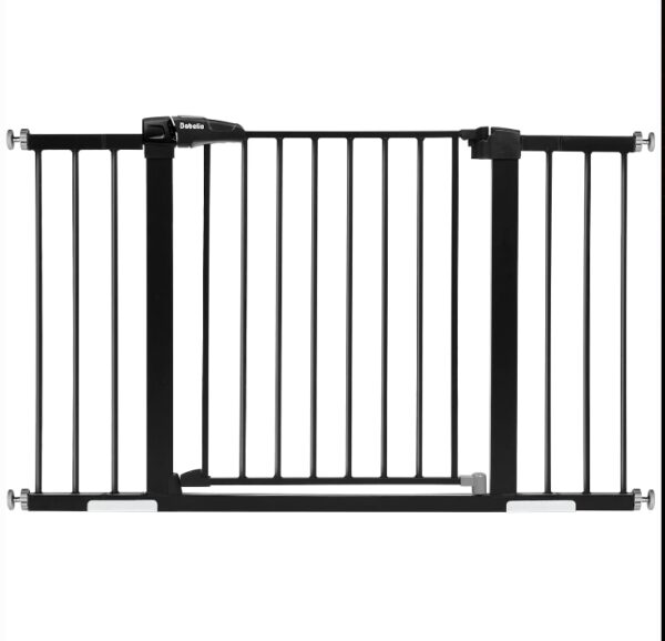 Babelio Metal Baby Gate, 29-48'' Auto Close Easy Install Pet Gate, Extra Wide Walk Thru Child Safety Gate with Door, Pressure Mounted Dog Gate for Doorways & Stairs, with Y Spindle Rods, Black | EZ Auction