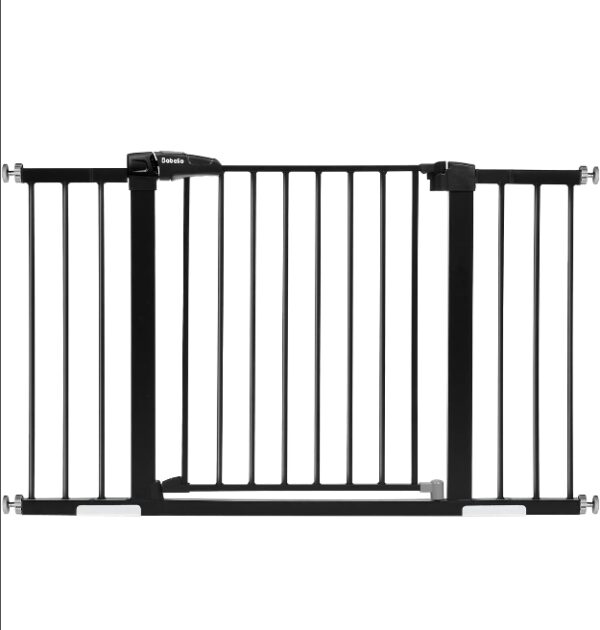 Babelio Metal Baby Gate, 29-48'' Auto Close Easy Install Pet Gate, Extra Wide Walk Thru Child Safety Gate with Door, Pressure Mounted Dog Gate for Doorways & Stairs, with Y Spindle Rods, Black | EZ Auction