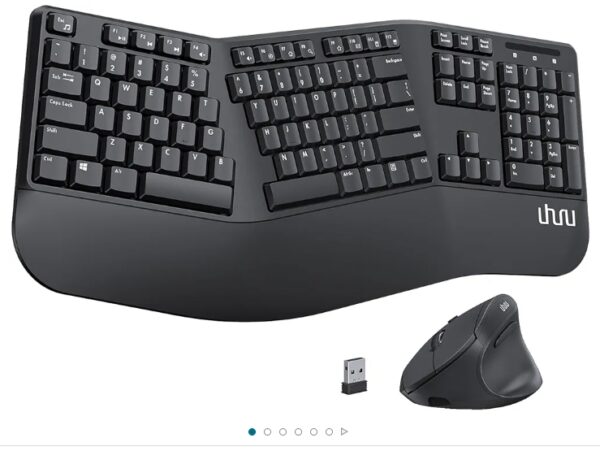 Ergonomic Wireless Keyboard and Mouse - UHURU UEKM-20 Wireless Ergo Keyboard and Mouse Combo with Split Design, Palm Rest, Natural Typing, Compatible with Windows Mac | EZ Auction