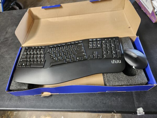 Ergonomic Wireless Keyboard and Mouse - UHURU UEKM-20 Wireless Ergo Keyboard and Mouse Combo with Split Design, Palm Rest, Natural Typing, Compatible with Windows Mac | EZ Auction