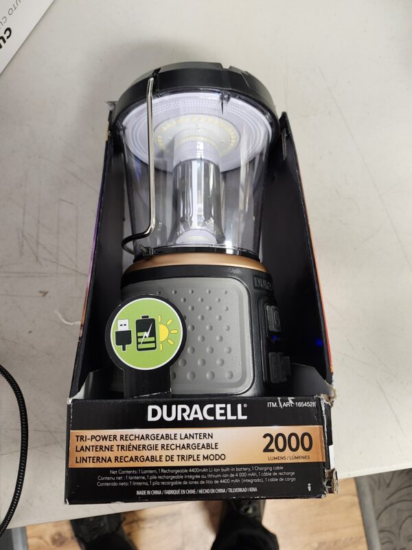 Duracell - 2000 lumens LED flashlight with 360° and 180° illumination for camping, fishing and emergency use, 6 light modes and 3 power supplies available for charging, 1654528 | EZ Auction