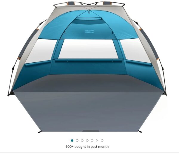 OutdoorMaster Beach Tent for 3-4 Person - Easy Setup and Portable Beach Shade Sun Shelter Canopy with UPF 50+ UV Protection Removable Skylight Family Size | EZ Auction