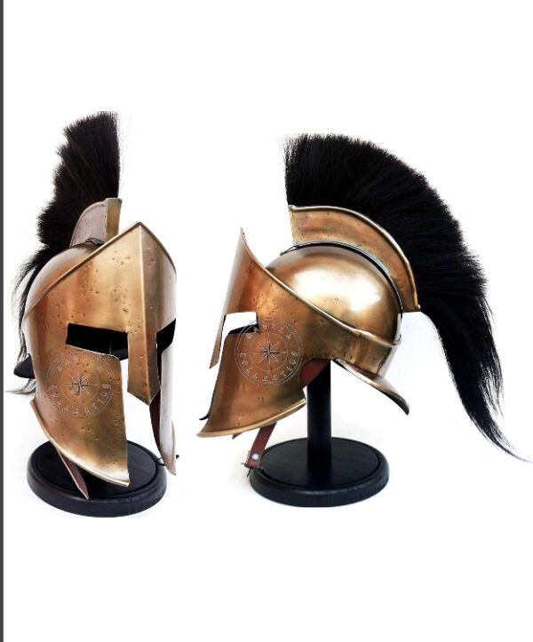 THOR INSTRUMENTS Medieval Armour King Leonidas Greek Spartan 300 Roman Helmet With Wooden Stand adult halloween costume | EZ Auction