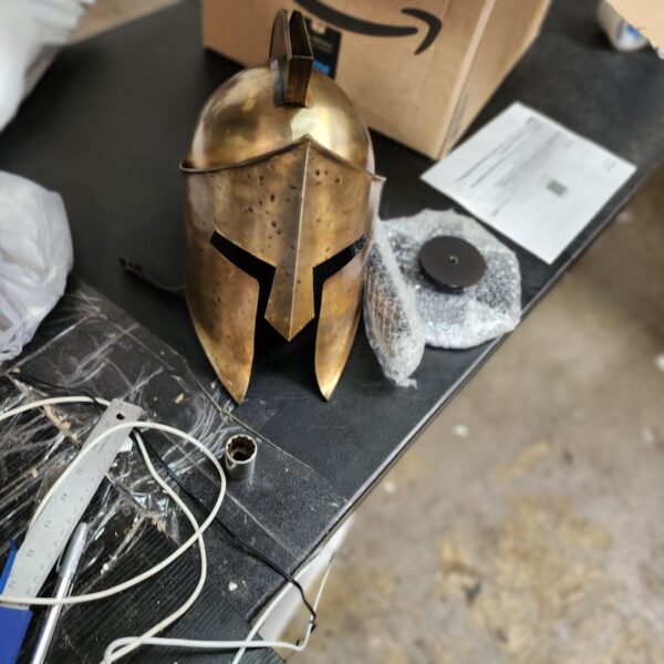 THOR INSTRUMENTS Medieval Armour King Leonidas Greek Spartan 300 Roman Helmet With Wooden Stand adult halloween costume | EZ Auction