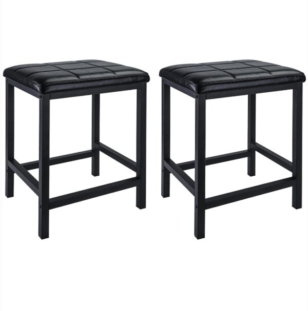 Bar Stools Set of 2, Counter Height Bar Stools 22 Inch, Stools for Kitchen Counter, Barstools with Metal Base Black | EZ Auction