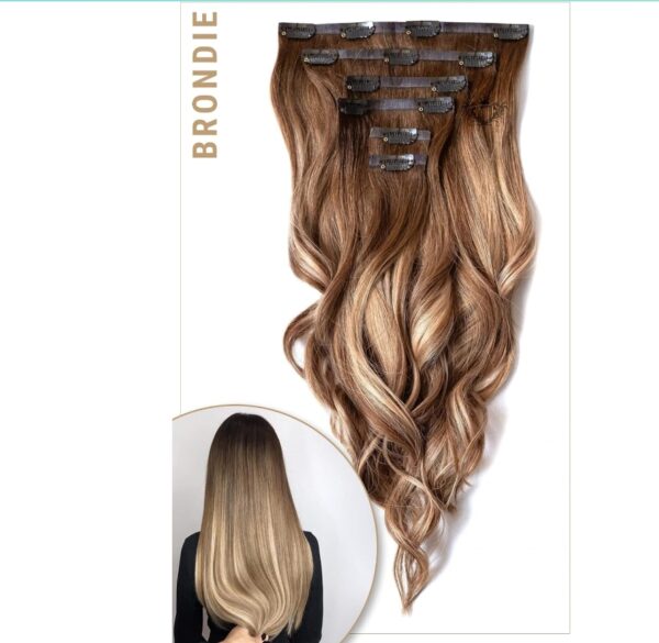 Brondie - Volumizer 16" Seamless Clip In Human Hair Extensions 50g ⋮Rooted⋮ | EZ Auction