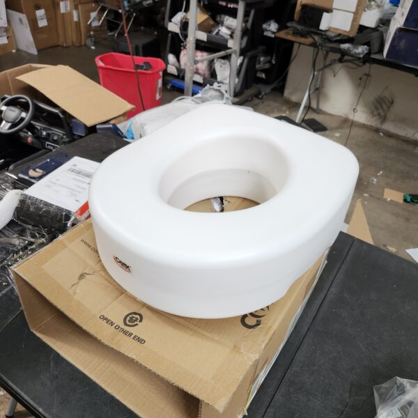 ** USED **Carex Toilet Seat Riser - Adds 5 Inch of Height to Toilet - Raised Toilet Seat With 300 Pound Weight Capacity - Slip-Resistant (White) | EZ Auction